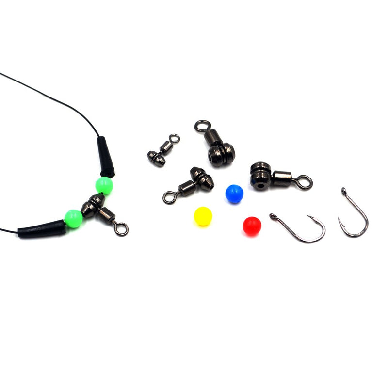 AMYSPORTS 100pcs/Pack Fishing Rolling Swivels with Fishing Connector （Black)
