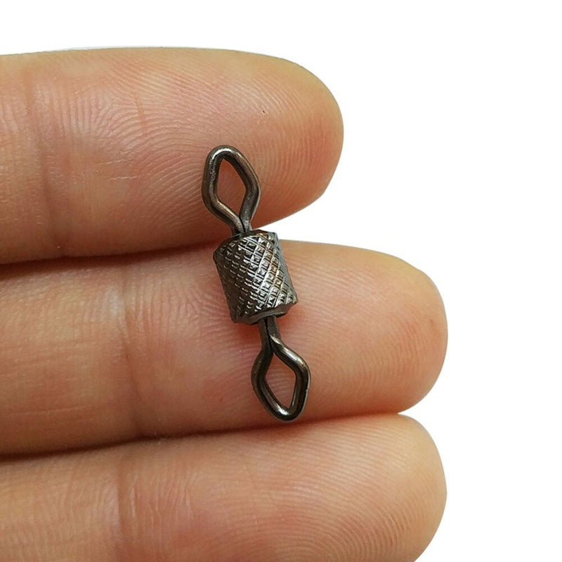 AMYSPORTS 500pcs/Pack Fishing Rolling Swivels with Two Eye Hook (Black)