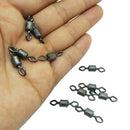 AMYSPORTS 500pcs/Pack Fishing Rolling Swivels with Two Eye Hook (Black)