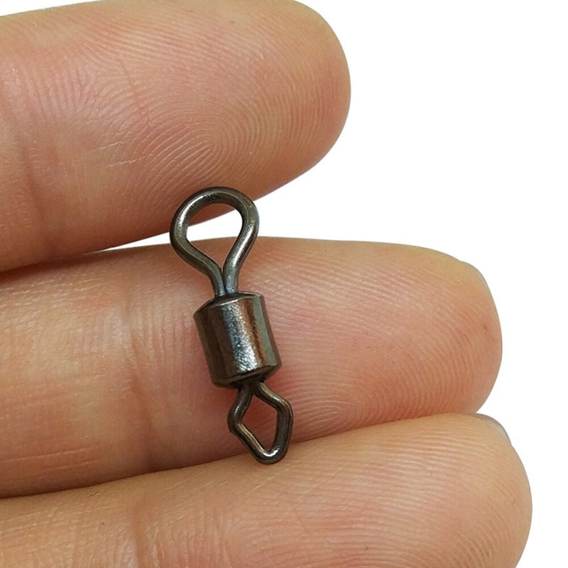 500pcs/Pack Fishing Rolling Swivels with Eye Hook (Black)