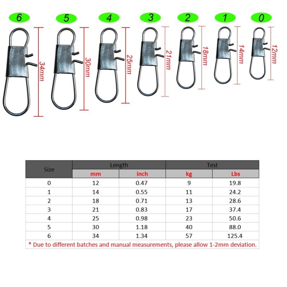 AMYSPORTS 200pcs/Pack Fishing Swivels Interlock Snap (White)