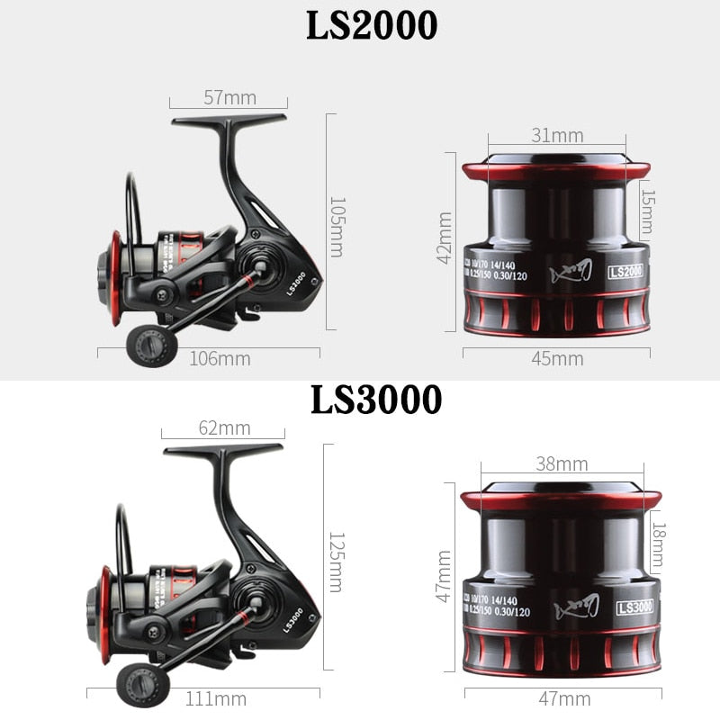 LINNHUE  LS 2000/LS3000 Spinning Fishing Reel 5.0:1 Gear Ratio