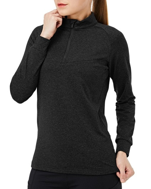 WOLFONROAD 1/4 Zipper Pullover Tops Womens  Shirts