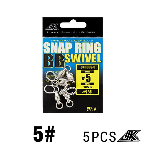 AMYSPORTS 4-6pcs Fishing Ball Bearing Swivel with Stainless Steel Snap (White)