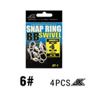 AMYSPORTS 4-6pcs Fishing Ball Bearing Swivel with Stainless Steel Snap (White)