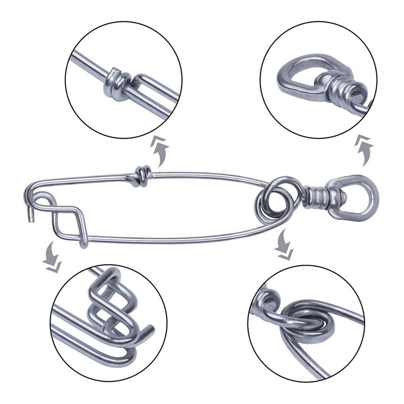AMYSPORTS 10pcs/Pack Fishing Swivel Snaps with Hangers (White)
